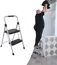 Load image into Gallery viewer, Topfun Folding 2 Step Ladder Lightweight Steel Step Stool Sturdy Anti-Slip Wide Platform with PVC Handgrip Easy-to-Carry Ladder Fully Assembled Multi-Use Ladder for Home and Office (2 Step)