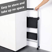 Load image into Gallery viewer, Topfun Folding 2 Step Ladder Lightweight Steel Step Stool Sturdy Anti-Slip Wide Platform with PVC Handgrip Easy-to-Carry Ladder Fully Assembled Multi-Use Ladder for Home and Office (2 Step)