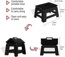Load image into Gallery viewer, Topfun Folding Step Stool, 9 inch Non-Slip Footstool for Adults or Kids, Sturdy Safe Enough, Holds up to 300 Lb, Foldable Step Stools Storage/Open Easy, for Kitchen,Toilet,Office,RV (Black, 9inch)