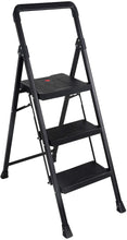Load image into Gallery viewer, Topfun Folding 2 Step Ladder, Safety Lock Design, Sturdy Steel Ladder with Convenient Handgrip and Anti-Slip Wide Pedal, 300lbs Capacity, Portable Foldable Step Stool (3-Step)