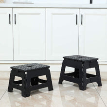 Load image into Gallery viewer, Topfun Folding Step Stool, 9 inch Non-Slip Footstool for Adults or Kids, Sturdy Safe Enough, Holds up to 300 Lb, Foldable Step Stools Storage/Open Easy, for Kitchen,Toilet,Office,RV (Black, 9inch)