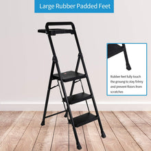 Load image into Gallery viewer, Topfun Folding 2 Step Ladder, Safety Lock Design, Sturdy Steel Ladder with Convenient Handgrip and Anti-Slip Wide Pedal, 300lbs Capacity, Portable Foldable Step Stool (3-Step with Tool Platform)