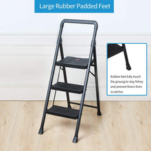 Load image into Gallery viewer, Topfun Folding 2 Step Ladder, Safety Lock Design, Sturdy Steel Ladder with Convenient Handgrip and Anti-Slip Wide Pedal, 300lbs Capacity, Portable Foldable Step Stool (3-Step)