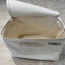 Load image into Gallery viewer, Sikobin Non-metal storage boxes Foldable Storage Box 1 Pack, Washable Linen Storage Basket with Lid and Leather Handles for Home Bedroom Closet Office