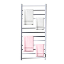 Load image into Gallery viewer, Sikobin Electrically heated towel rails Stainless Steel Towel Warmer with Timer, Wall Mounted Heated Drying Rack, Built-in Timer, with LED Indicators, Pluggable or Hardwired to Save Space in Home Bathrooms