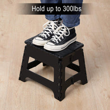 Load image into Gallery viewer, Topfun Folding Step Stool, 9 inch Non-Slip Footstool for Adults or Kids, Sturdy Safe Enough, Holds up to 300 Lb, Foldable Step Stools Storage/Open Easy, for Kitchen,Toilet,Office,RV (Black, 9inch)