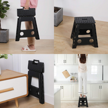 Load image into Gallery viewer, Topfun Folding Step Stool, 15 inch Non-Slip Footstool for Adults or Kids, Sturdy Safe Enough, Holds up to 300 Lb, Foldable Step Stools Storage/Open Easy, for Kitchen,Toilet,Office,RV (Black, 15inch)