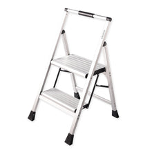 Load image into Gallery viewer, Sikobin 2-Step Step Stool with Handle | Non-Slip Rubber Feet | Wide Treads | Lightweight Sturdy Metal Step Stool for Home and Garage - 300 lb Capacity (Steel)