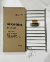 Load image into Gallery viewer, Sikobin Electrically heated towel rails Stainless Steel Towel Warmer with Timer, Wall Mounted Heated Drying Rack, Built-in Timer, with LED Indicators, Pluggable or Hardwired to Save Space in Home Bathrooms