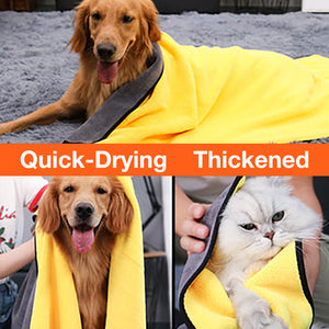 Dokidoge Cotton towels Super Absorbent Microfiber Dog Towel for Small Medium Large Dogs and Cat, Yellow & Grey 