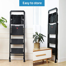 Load image into Gallery viewer, Topfun Folding 2 Step Ladder, Safety Lock Design, Sturdy Steel Ladder with Convenient Handgrip and Anti-Slip Wide Pedal, 300lbs Capacity, Portable Foldable Step Stool (3-Step with Tool Platform)
