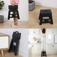 Load image into Gallery viewer, Topfun Folding Step Stool, 13 inch Non-Slip Footstool for Adults or Kids, Sturdy Safe Enough, Holds up to 300 Lb, Foldable Step Stools Storage/Open Easy, for Kitchen,Toilet,Office,RV (Black, 13inch)
