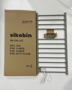 Sikobin Electrically heated towel rails Stainless Steel Towel Warmer with Timer, Wall Mounted Heated Drying Rack, Built-in Timer, with LED Indicators, Pluggable or Hardwired to Save Space in Home Bathrooms